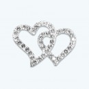 Double Heart Rhinestone Buckle-Pack of 12