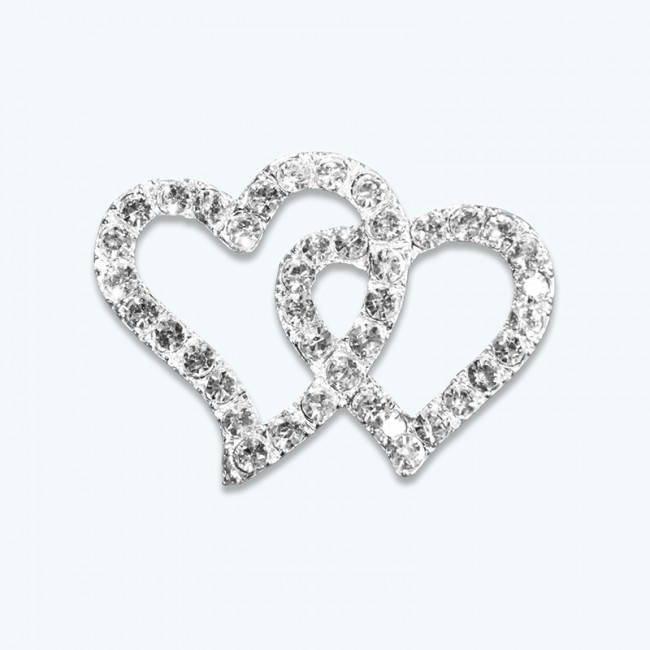 Double Heart Rhinestone Buckle-Pack of 12