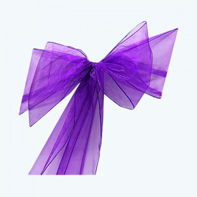  Organza Chair Sash Purple-Pack of 6