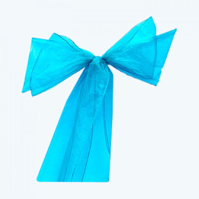  Organza Chair Sash Turquoise-Pack of 6