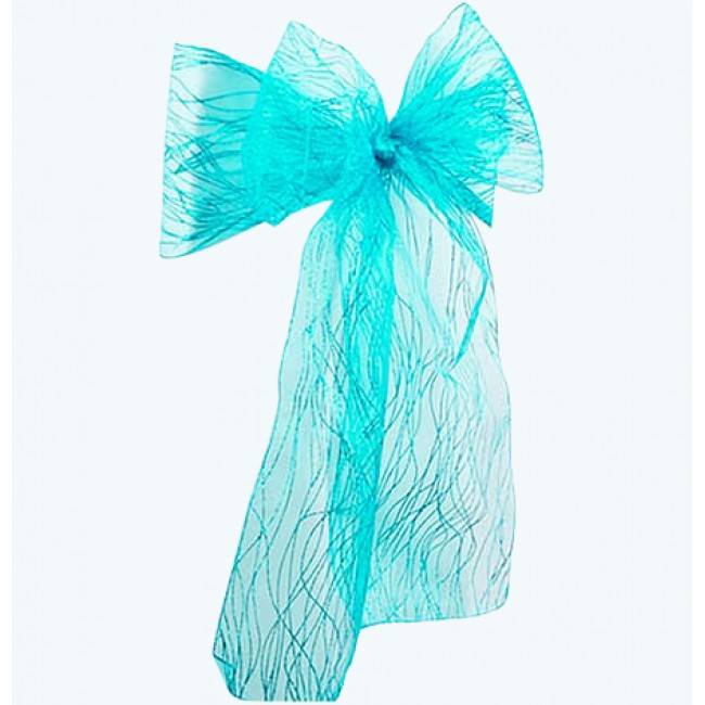 Organza Glitter Chair Sash Aqua-Pack of 6 Organza Glitter Chair Sash Aqua-Pack of 6