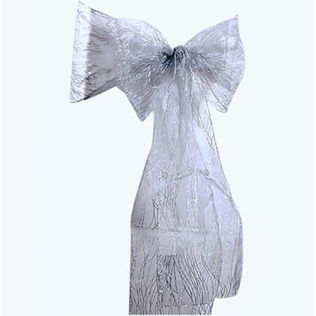 Organza Glitter Chair Sash Black-Pack of 6