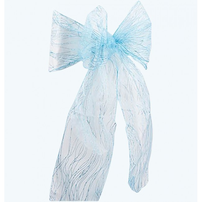 Organza Glitter Chair Sash Blue -Pack of 6