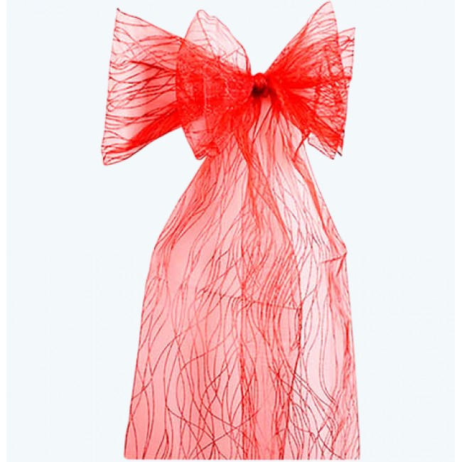  Organza Glitter Chair Sash Red-Pack of 6