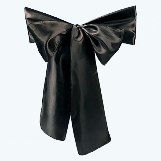 Satin Chair Sash Black-Pack of 6