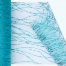 Glitter Striped Organza Roll | 6" x 25y | Aqua