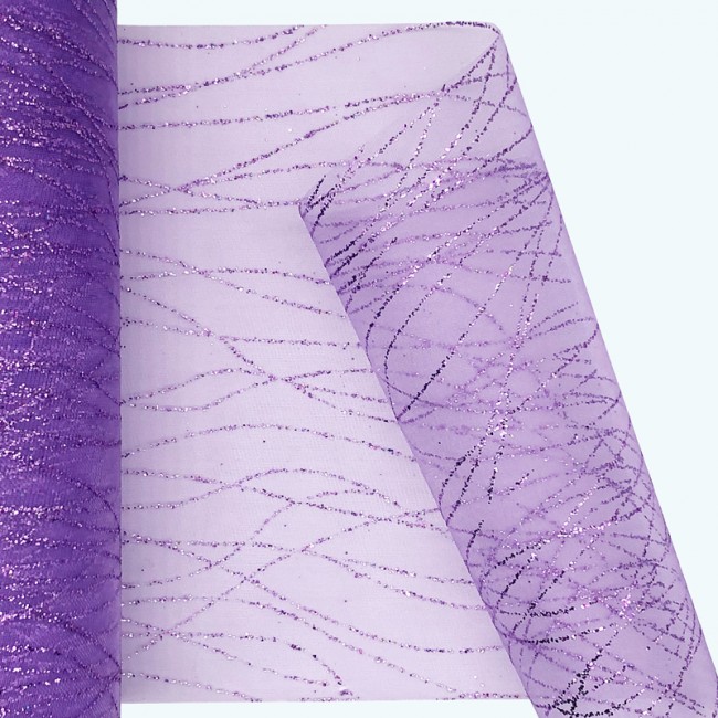 Glitter Striped Organza Roll | 6" x 25y | Lavender