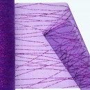 Glitter Striped Organza Roll | 6" x 25y | Purple