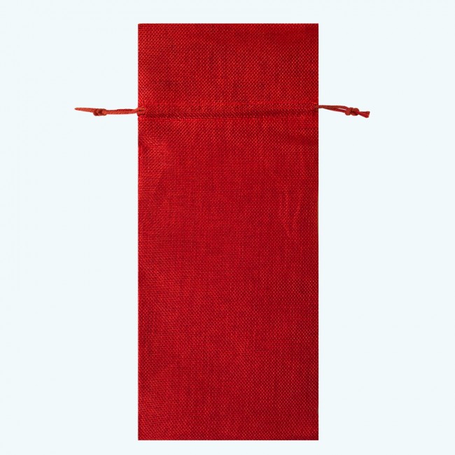 Burlap Bottle Pouch Red-Pack of 6