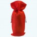 Burlap Bottle Pouch Red-Pack of 6