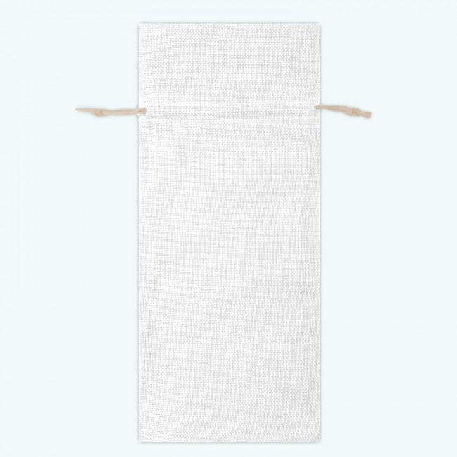 Burlap Bottle Pouch White-Pack of 6