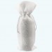 Burlap Bottle Pouch White-Pack of 6