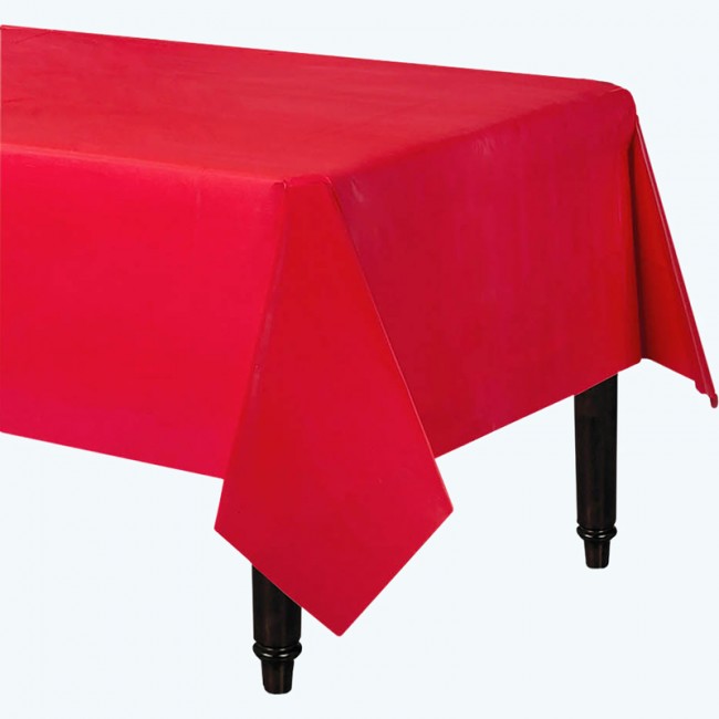 Plastic Rectangle Table Cloth Red-Pack of 3
