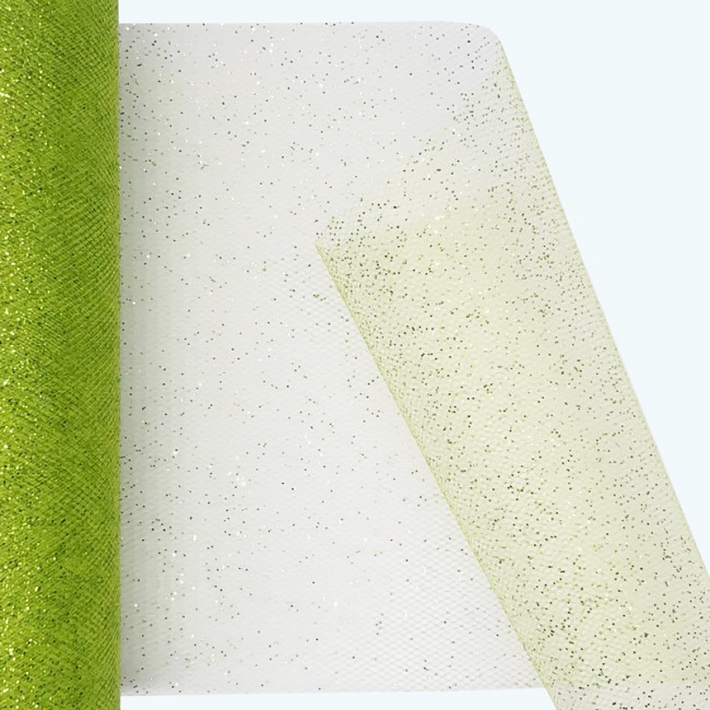 Glitter Tulle Roll | 6" x 25y | Apple