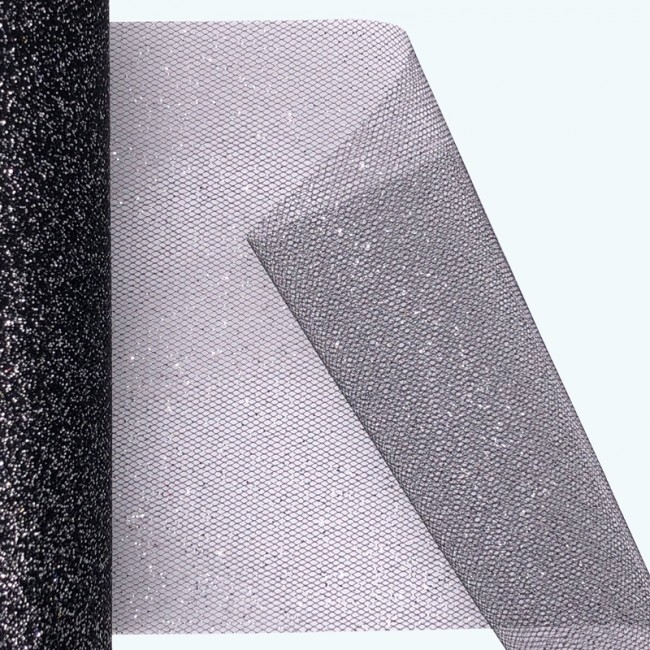 Glitter Tulle Roll | 6" x 25y | Black