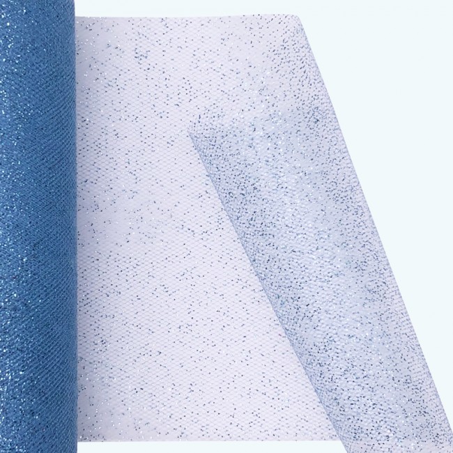 Glitter Tulle Roll | 6" x 25y | Light Blue