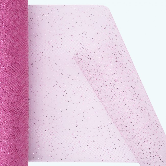 Glitter Tulle Roll | 6" x 25y | Pink