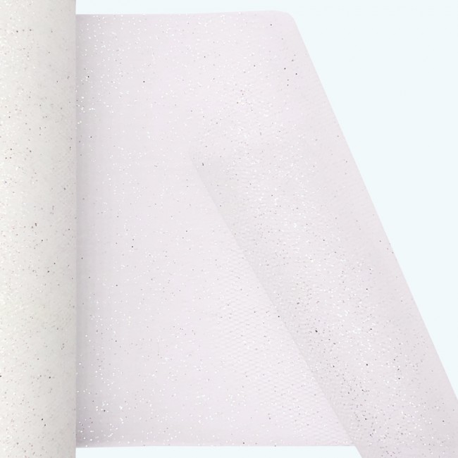 Glitter Tulle Roll | 6" x 25y | White